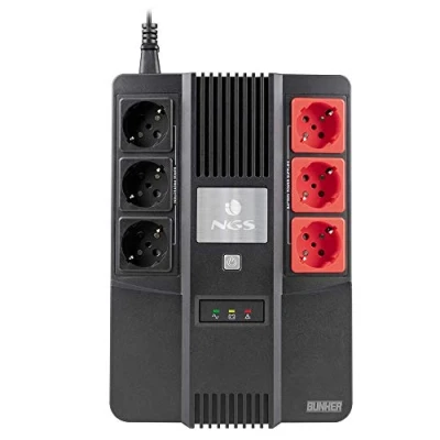 Bild av NGS FORTRESSBUNKER UPS oavbrutet kraftsystem, Off Line 600 VA 360W med 12V / 7Ah Inbyggt Batteri och 6 Schuko Uttag Spänningsspikskydd