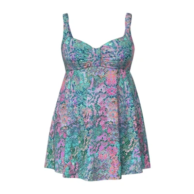 Bild av Ulla Popken Python À Bonnets Souples ET Bretelles Ajustables Baddräkt, Storlek: 42, Light caribbean green