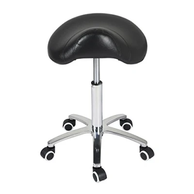 Bild av Antlu Ergonomisk hästsadel med hjul för tandläkare kök stol, justerbar hög pall (svart) (svart, inget ryggstöd)