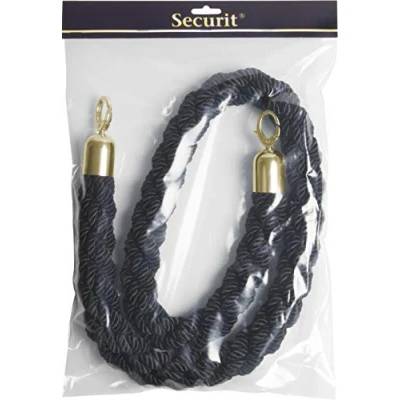 Bild av Securit® Classic Gold reb sort med kliklås i rustfrit stål