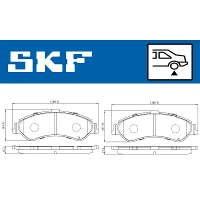 Bild av SKF VKBP 90221 Jeu de plaquettes frein non préparé pour indicateur d&#039;usure AUDI: A6 C6 Avant, Berline, A4 B7 Berline
