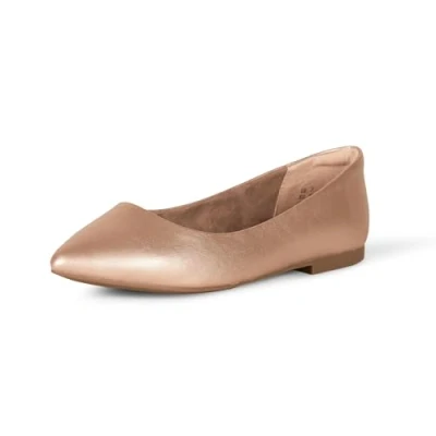 Bild av Amazon Essentials dam spetsig tå balett platt, Rosa guld, 8.5 US