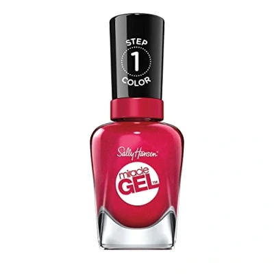 Bild av Sally Hansen Miracle Gel nagellack utan artificiellt UV ljus, bordeauxröd, med intensiv glänsande gelfinish, nr 555, (1 x 14,7 ml)