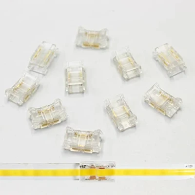 Bild av COB LED remskontakter, 2 stifts 10 st remsa till trådkontakt luckfri lödfri anslutning snabbklickkontakt för 5 mm 8 lampor (8 mm, klickkontakt)