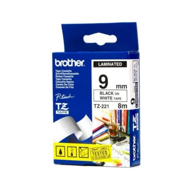 Bild av Brother TZe 221 Black On White Roll (0.9 cm x 8 m)