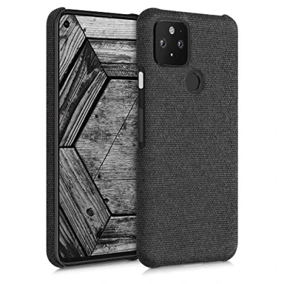 Bild av kwmobile Tygfodral kompatibelt med Google Pixel 5 fodral hårt skyddande telefonskydd materialstruktur mörkgrå