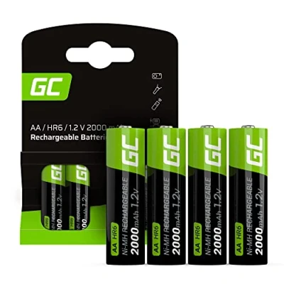 Bild av GREEN CELL batteri 2000 mAh 1,2 V [4 stycken] AA Mignon NI MH uppladdningsbara batterier omedelbart klar att användas utan minneseffekt Förladdad stark prestanda, låg självurladdning uppladdningsbart