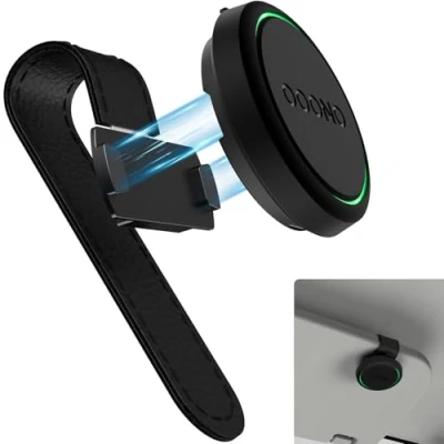 Bild av SUPMEGA Magnetisk bil solvisir hållare för OOONO CO Driver NO2, av läder med inbyggda magneter, kompatibel NO2 blixtvarnare