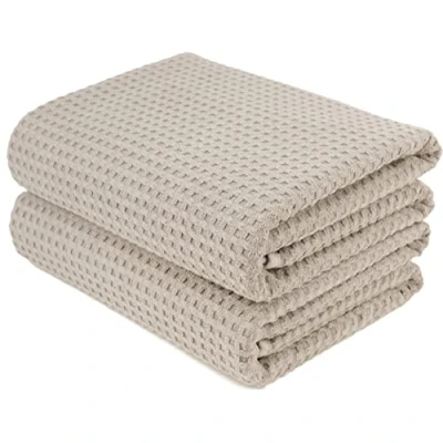 Bild av POLYTE Mikrofiber överdimensionerad snabbtorkande luddfri badhandduk, 76 x 152 cm, set med 2 (beige, våffelväv)