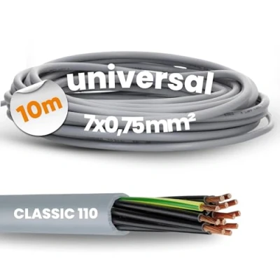Bild av 10 meter Lapp 1119107 Ölflex Classic 110 PVC styrkabel 7x0,75 mm² med gröngul skyddsledare 7G0,75mm² I Mantelkabel 7 ledare Kabel