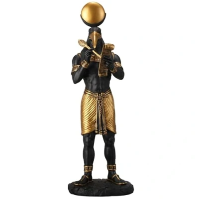Bild av Veronese design 28 cm (11 tum) Thoth egyptisk kunskapsgud svart guld hartsstaty