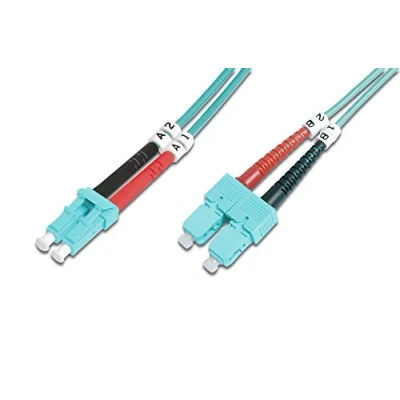 Bild av DIGITUS DK 2532 10/3 Fiberoptisk Kabel OM3 10 m LC till SC Duplex 1/10/40/100 Gbit/s MM Multimode LAN Fibertyp: 50/125 µ Turkos (Aqua)