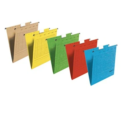 Bild av Original Falk 5 pack hängmapp UniReg. Tillverkad i Tyskland. återvinningslåda för DIN A4 öppen färg sorterad på sidan blå ängel idealisk lösa blad kontoret och myndigheten