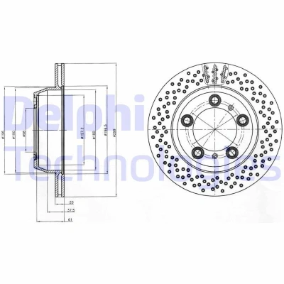 Bild av DELPHI BG4302C Disque de frein 299 20 5 ventilé revêtu à haute teneur en carbone sans roulement roue, bague ABS PORSCHE: Cayman, Boxster