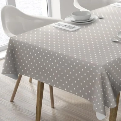 Bild av Home Direct rektangulär vaxduk PVC avtorkningsbar bordsduk bordsskydd 140 cm x 200 55 78 stjärnor beige grå
