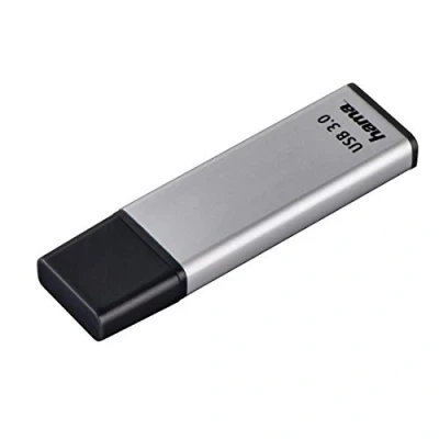Bild av Hama 256 GB USB minne 3.0 datasticka (90 MB/s dataöverföring, med ögla för fastsättning på nyckelringen, minnesklocka, minnessticka lock, z. B. Windows/MacBook) silver