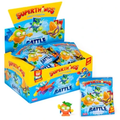 Bild av SUPERTHINGS KAZOOM Power Battle One Pack, låda med 25 kuvert samlarfigurer. Varje innehåller 1 SuperThing överraskning och checklista