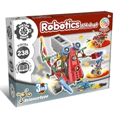 Bild av Science4you Robotik Alfabot, en robotbyggsats med 238 stycken byggrobotar själv detta elektronikbyggsats, gör 3 robotar i 1 leksak, pedagogiskt spel och experiment för barn från 8 år