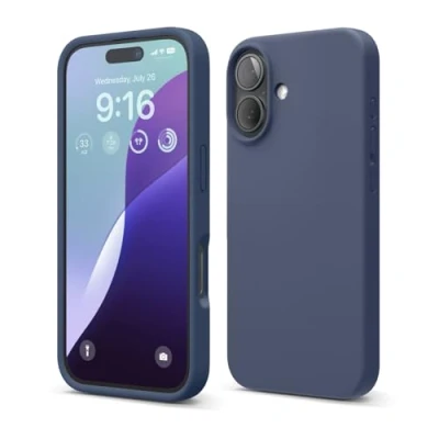 Bild av elago Kompatibel med iPhone 16 fodral, premium flytande silikonfodral, heltäckande skydd, stötsäkert och smalt telefonfodral, reptåligt mjukt mikrofiberfoder, 6.1