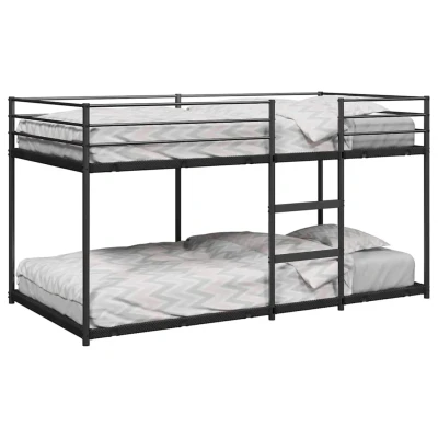 Bild av vidaXL våningssäng utan madrass svart 80x200 cm stål, sängram, sängbotten, sovrum möbler, loftsäng, ram, enkel sängram