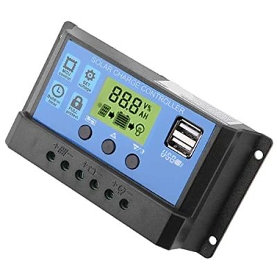 Bild av Solar Controller PWM 12V/24V Dubbel USB Intelligent Panel Batteriregulator med LCD skärm (30A)