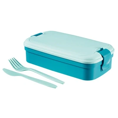Bild av Curver lunchlåda lunch &amp; go med bestick 23,5 x 13,5 6,3 cm i blått, 9,5 5,3 tum