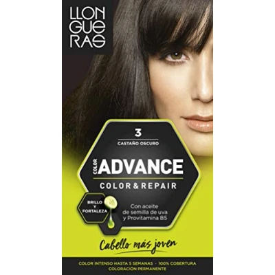 Bild av Llongueras Color Advance Kvinnors Hårfärg Permanent Färg Intensiv Upp Till 5 Veckor, Ton 3 Mörkbrun