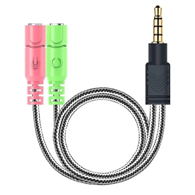 Bild av MillSO Hörlursadapter splitter 3,5 mm ljuduttag Y kabel (3,5 stereokontakt till 2 x uttag) för PC spelheadset (inte två hörlurar), PS4, Xbox One, smartphones och laptop