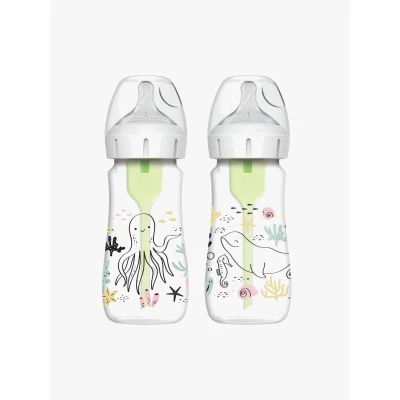 Bild av Dr. Brown&#039;s WideNeck Options+ Nappflaskor Ocean 270 ml 2 Pack, Vit