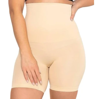 Bild av Conturve Shapewear hög midja kroppsformande shorts magkontroll för kvinnor, kvinnor trosor, anti skavning shorts, BEIgE, 4XL