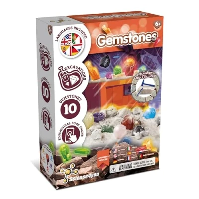 Bild av Science4you Gemstone dig Kit Lär mer om ädelstenar och arkeologi med detta grävningsset, upptäck alla otroliga mineraler, en arkeologigåva för pojkar flickor i åldern 6 7 8 9+ år