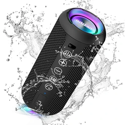 Bild av Ortizan Bluetooth högtalare, IPX7, vattentät, bärbar trådlös med LED ljus, 24 W stereoljud och 30 timmars uppspelningstid, 20 meter räckvidd, minihögtalare, TF kort AUX