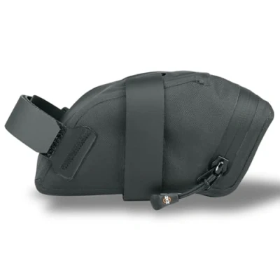 Bild av SKS GERMANY Race Saddle Bag S Sadelväska för cyklar (extra lätt, aerodynamisk cykelväska, stänkvattentät, förkortbara kardborrband, två innerfickor, reflekterande element), svart