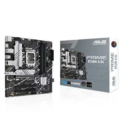Bild av ASUS PRIME B760M A D4 CSM Moderkort Intel B760, LGA 1700, mATX, DDR4, PCIe 5.0, 2 kortplatser M.2, WiFi 6E, USB 3.2 Gen 2, Type C, Svart