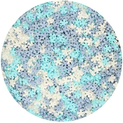 Bild av FunCakes Mini Snöflingor Blå Vitt Strössel Sprinkles Blue/White Stars G42462