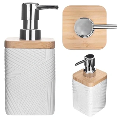 Bild av KADAX Tvålpump för diskmedel, påfyllningsbar dispenser flytande tvål, modern diskmedelsdispenser, handtvåldispenser, tvåldispenser med pump (vit, kvadratisk)