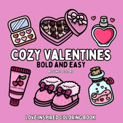 Bild av Cozy Valentines: Love Inspired Bold and Easy Coloring Book for Adults or Kids