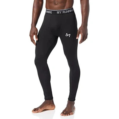Bild av MEETYOO Herr leggings, sport kompression tights snabbtorkande baslager botten träningsbyxor för löpning cykling träning gym, svart 1, M