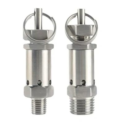 Bild av Säkerhetsventil, 1st 1/4&quot; 3/8&quot; 1/2&quot; BSPT Hane 0,5 1 2 3 10 Bar Justerbar 304 Rostfri Sanitär Fjäder Tryckavlastningsventil Luftkompressor Silver(1/4&quot;,4 Fixed)
