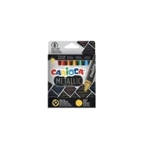 Bild av Carioca Metallic Maxi Wax, 8 stycken, blå, guld, grön, orange, rosa, röd, lila, gul, triangel, vax, pojke/flicka, hängande låda