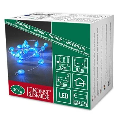 Bild av Konstsmide 3155 403 Motiv ljuskedja Interiör Batteridrift Antal glödlampor 20 LED (RGB) Blå Upplyst Längd: 1,9 m