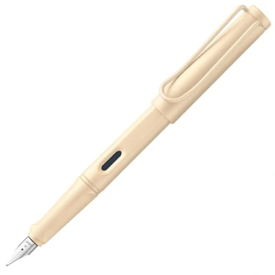 Bild av LAMY Safari modern reservoarpenna 020 tillverkad av robust plast i kräm med ergonomiskt handtag och stålfjädersömbredd M, inkl. bläckpatron T 10 blå