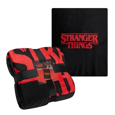 Bild av Stranger Things Filt kast sovrum tillbehör fleece filt, helvete klubb mjuk varm vinter säng 150 x 130 cm officiell merch, En storlek, Röd