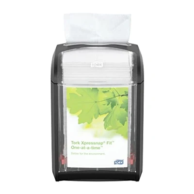 Bild av Tork Xpressnap Fit liggande dispenser, 272900, N14 utformad för att minska tidsåtgången vid påfyllning av servetter och samtidigt ta mindre plats i trånga utrymment, svart