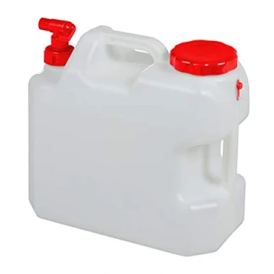 Bild av Relaxdays Vattenbehållare med kran, skruvlock, dricksvattenbehållare camping, 18 l, BPA fri, plast, vit röd