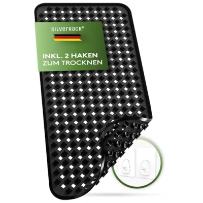 Bild av SilverRack Badkarsmatta 88 x 40 cm (svart utomhus) halkfri matta badkar BPA fri för barn och spädbarn duschmatta, mögelresistent maskintvättbar badmatta