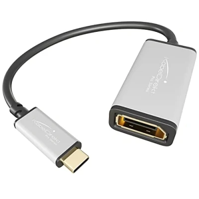 Bild av KabelDirekt USB C till DisplayPort DP adapter 0,15m (stöder upplösning på upp 4K/60Hz, 3.1 och Thunderbolt 3, lämplig för MacBook Pro 2016/2017, 12&quot; andra enheter)