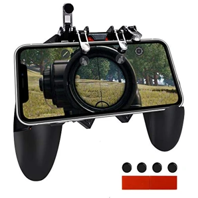 Bild av Ozkak PUBG mobil spelkontroll universal telefon spelgrepp 4 utlösare joystick 6 fingrar L1R1 L2R2 för iPhone Android IOS Samsung Smartphone bredd från 7 till 9,5 cm