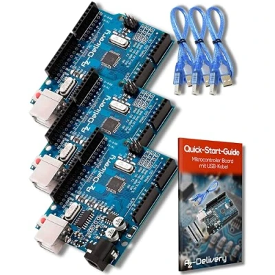 Bild av AZDelivery 3 x Mikrokontrollerkort ATmega328 med USB kabel och inklusive E bok!