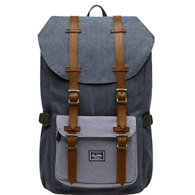 Bild av KAUKKO Ryggsäck för dam och herr, vacker genomtänkt dagryggsäck med laptopfack 15 tums notebook, skola universitet, 22 l, Ny svart N grå [e5], Einheitsgröße,